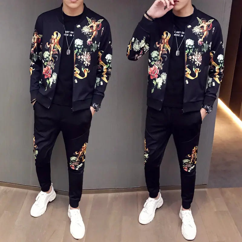 New Jacket Pants Men Tracksuit Moda Hombre Fashion Printing Men's Set Spring Men's Sports Suit 2 Piece Sets Plus Size 5XL - WAlMYe #