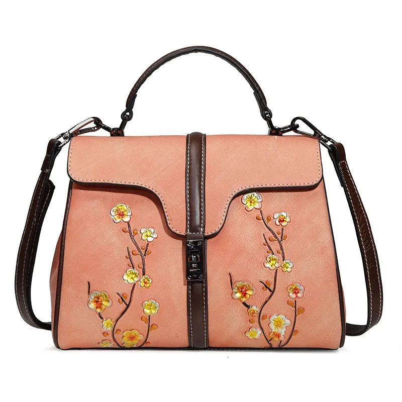 New Leather Handbags Women's Retro Fashion Leather Casual One-shoulder Portable Messenger First Layer Leather Ladies Bag - WAlMYe #