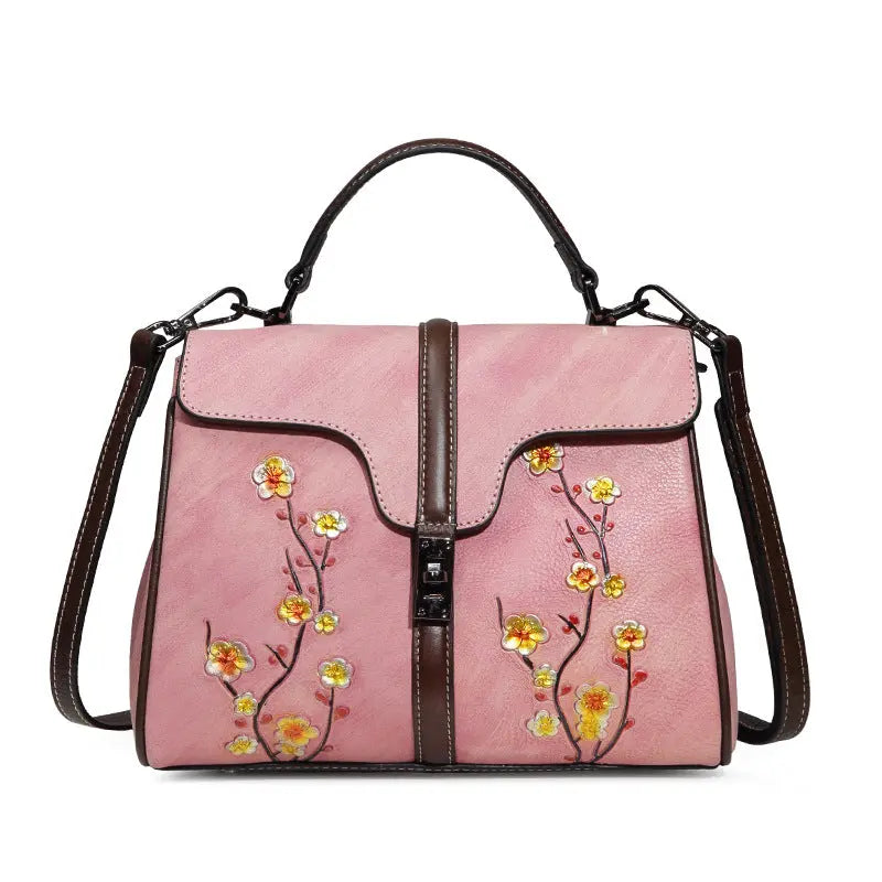 New Leather Handbags Women's Retro Fashion Leather Casual One-shoulder Portable Messenger First Layer Leather Ladies Bag - WAlMYe #