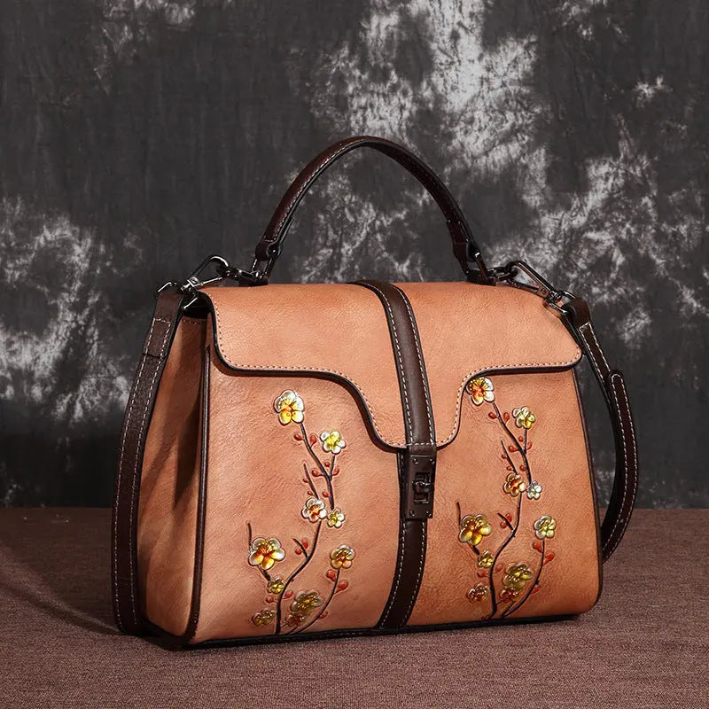 New Leather Handbags Women's Retro Fashion Leather Casual One-shoulder Portable Messenger First Layer Leather Ladies Bag - WAlMYe #