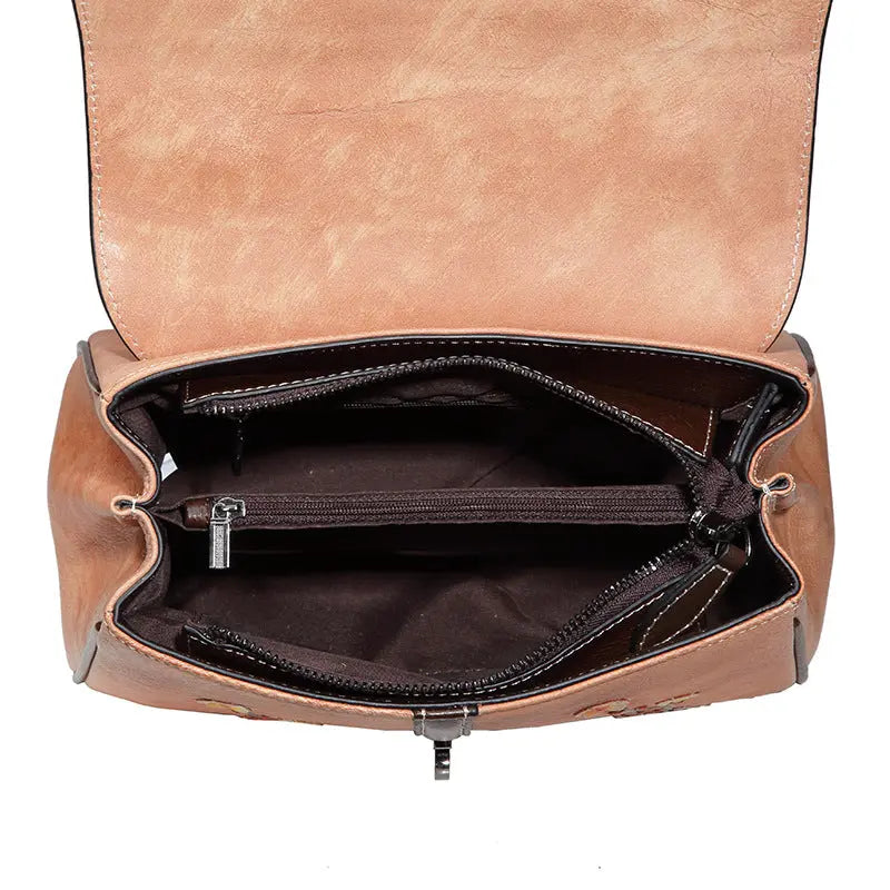 New Leather Handbags Women's Retro Fashion Leather Casual One-shoulder Portable Messenger First Layer Leather Ladies Bag - WAlMYe #
