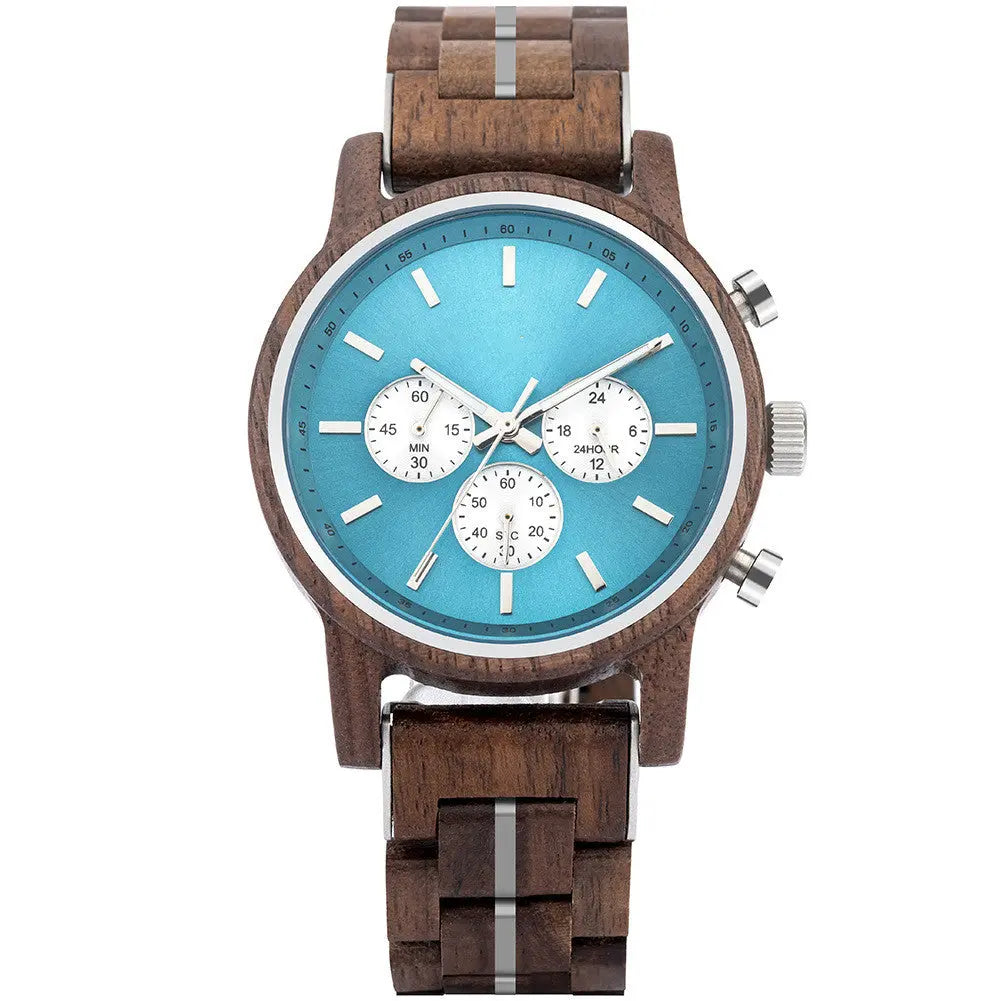 New Leisure Sports Wood Watch Men's Stainless Steel Back Cover - WAlMYe #