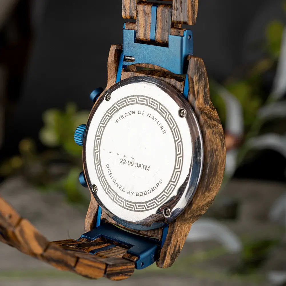 New Leisure Sports Wood Watch Men's Stainless Steel Back Cover - WAlMYe #