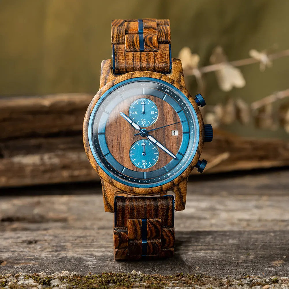 New Leisure Sports Wood Watch Men's Stainless Steel Back Cover - WAlMYe #