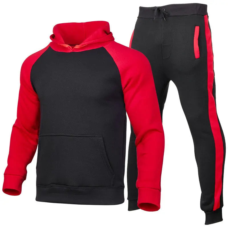 New Men's Cardigan Hooded Solid Color Sweater Suit Men's Casual Sports Suit - WAlMYe #