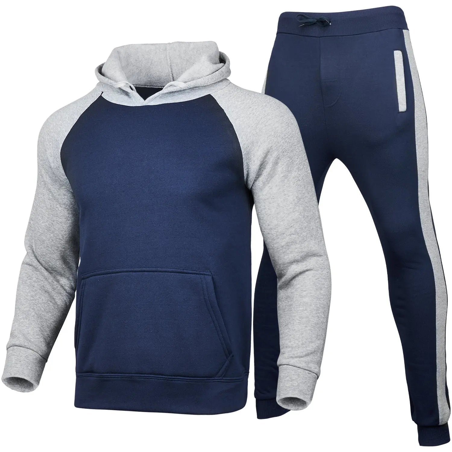 New Men's Cardigan Hooded Solid Color Sweater Suit Men's Casual Sports Suit - WAlMYe #