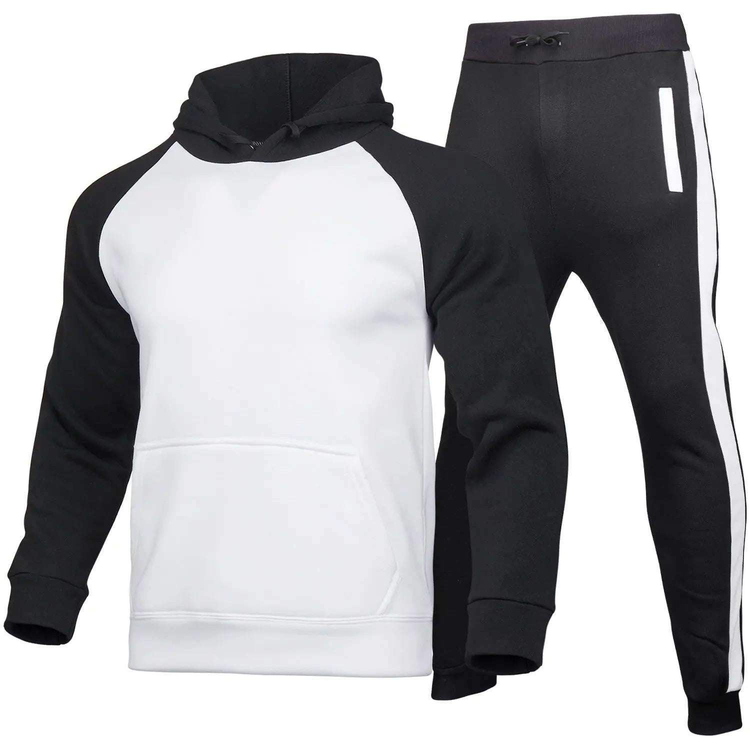 New Men's Cardigan Hooded Solid Color Sweater Suit Men's Casual Sports Suit - WAlMYe #