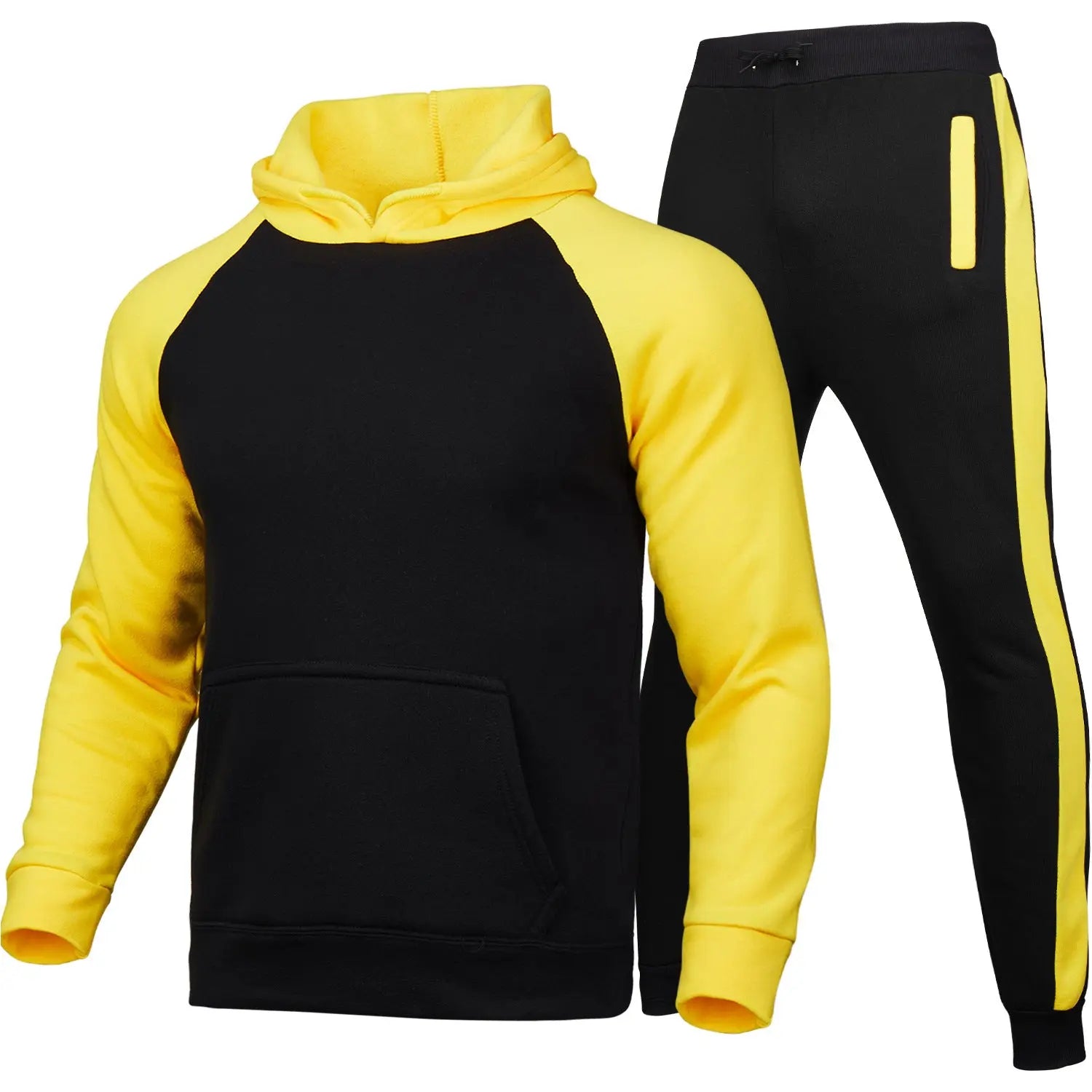 New Men's Cardigan Hooded Solid Color Sweater Suit Men's Casual Sports Suit - WAlMYe #