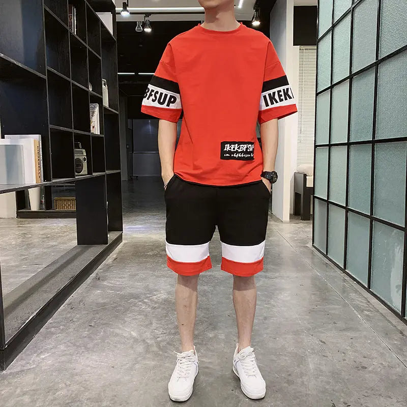 New Men's Summer Short-sleeved T-shirt Set Korean Version Trend - WAlMYe #