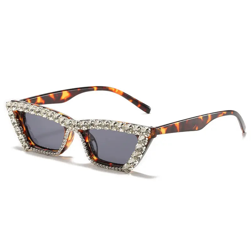 New Small Frame With Diamond Personality Box Diamond Glasses Versatile Chain - WAlMYe #