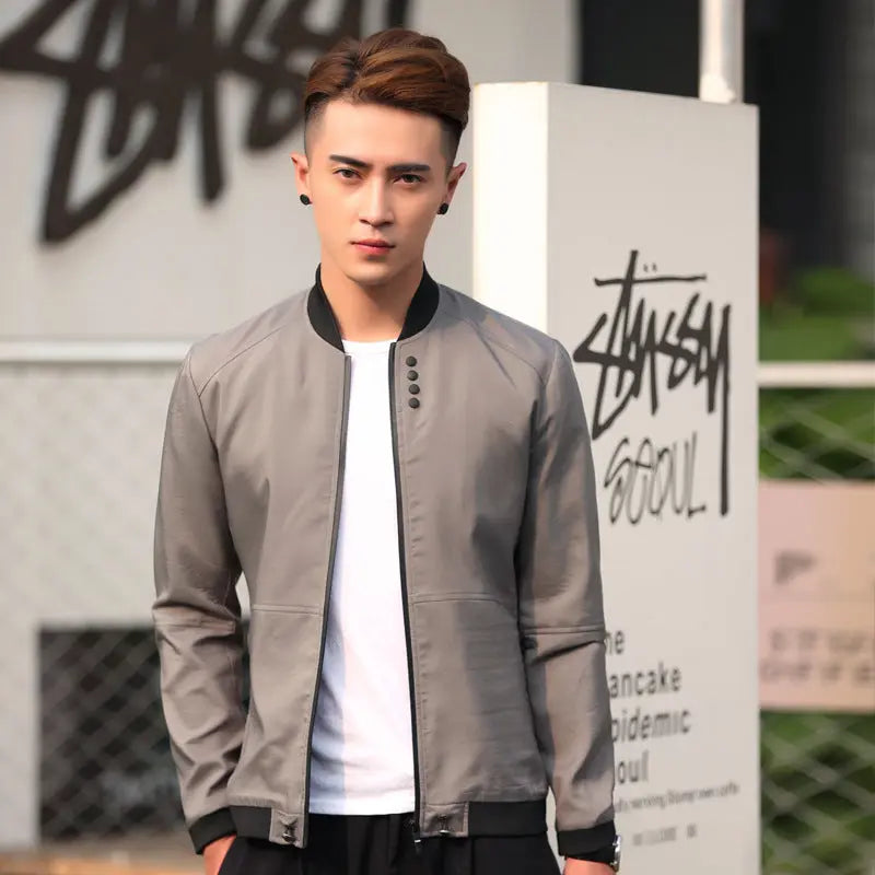 New Style Men's Coat Jacket Men's Stand-up Collar Thin Section Trendy Men's Large Size Jacket - WAlMYe #