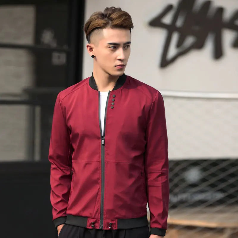 New Style Men's Coat Jacket Men's Stand-up Collar Thin Section Trendy Men's Large Size Jacket - WAlMYe #