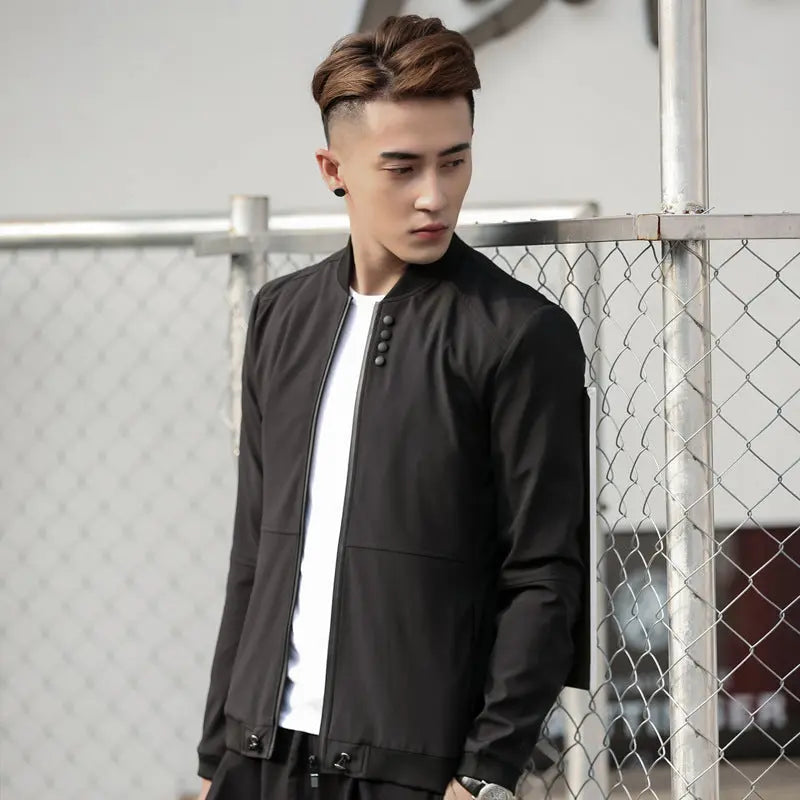 New Style Men's Coat Jacket Men's Stand-up Collar Thin Section Trendy Men's Large Size Jacket - WAlMYe #