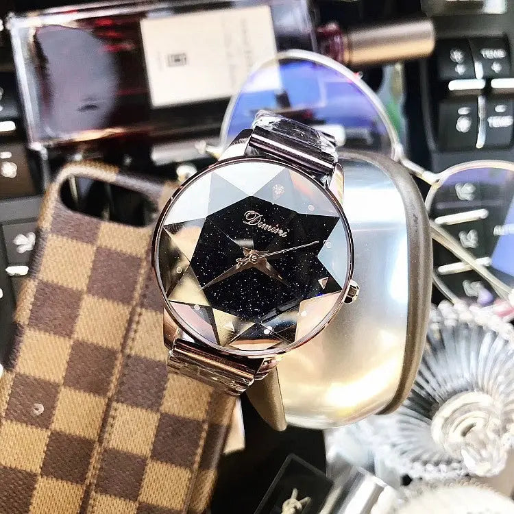 New Table Fashion Starry Sky Purple Steel Belt Women's Watch - WAlMYe #