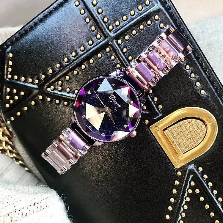 New Table Fashion Starry Sky Purple Steel Belt Women's Watch - WAlMYe #