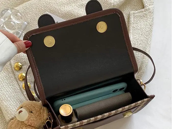 One-shoulder Fashion Trendy Plaid Cross-body Small Square Bag - WAlMYe #