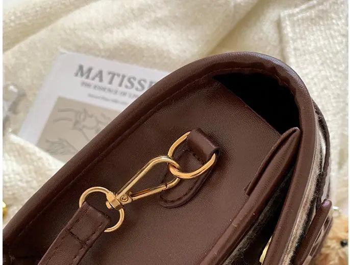 One-shoulder Fashion Trendy Plaid Cross-body Small Square Bag - WAlMYe #