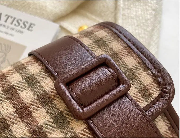 One-shoulder Fashion Trendy Plaid Cross-body Small Square Bag - WAlMYe #