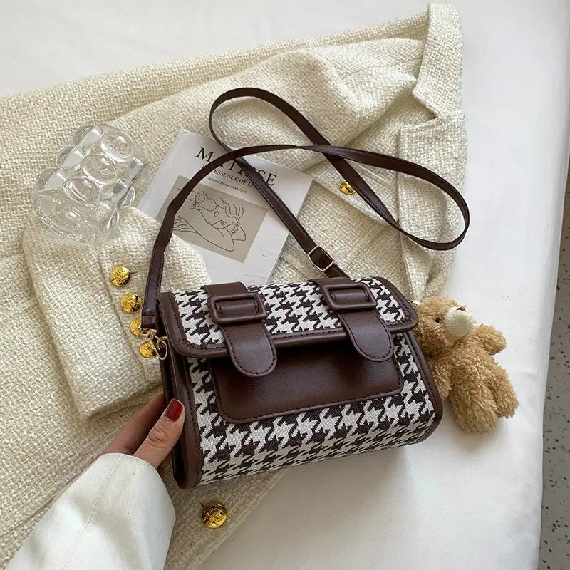 One-shoulder Fashion Trendy Plaid Cross-body Small Square Bag - WAlMYe #