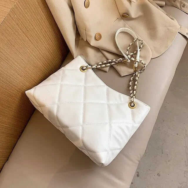 Oversized Shoulder Chain Bag Synthetic Leather Handbag - WAlMYe #