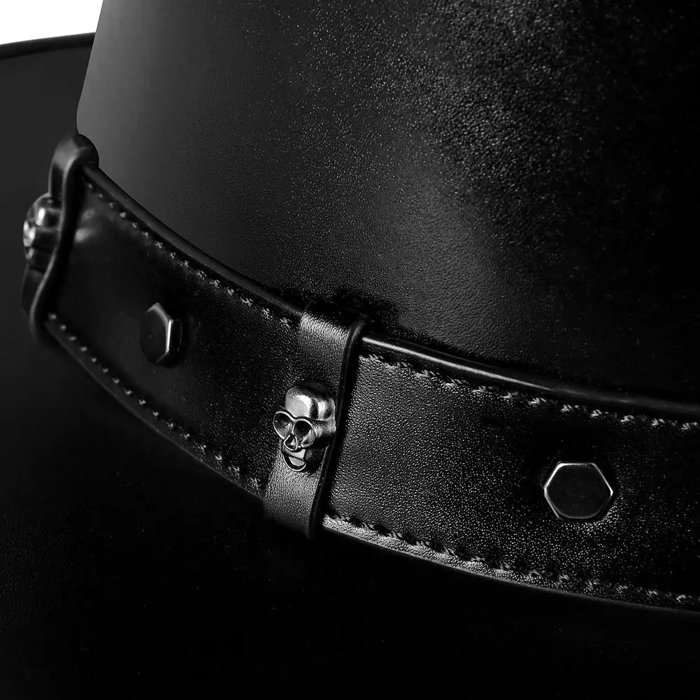 PU Leather Gentleman Hat Punk Party Stage Performance - WAlMYe #
