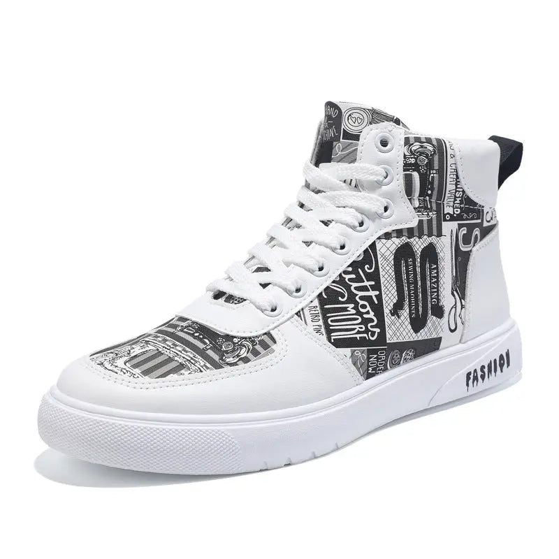 Personality Graffiti High Top Men's Shoes Casual Four Seasons - WAlMYe #
