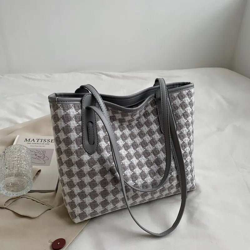 Plaid Single Shoulder Bag For Women With Large Capacity Tote - WAlMYe #