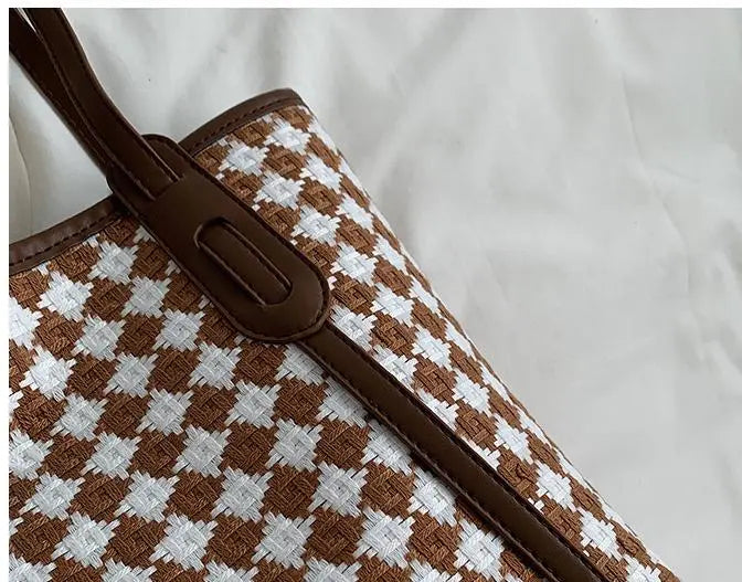 Plaid Single Shoulder Bag For Women With Large Capacity Tote - WAlMYe #
