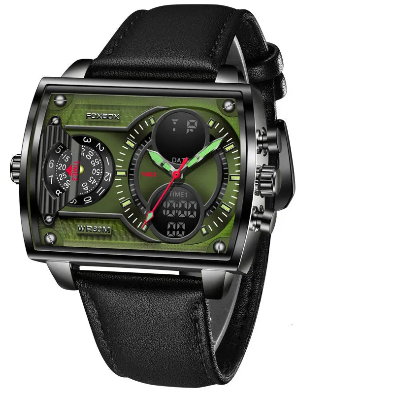 Quartz Electronic Dual Display Multi-function Square - WAlMYe #