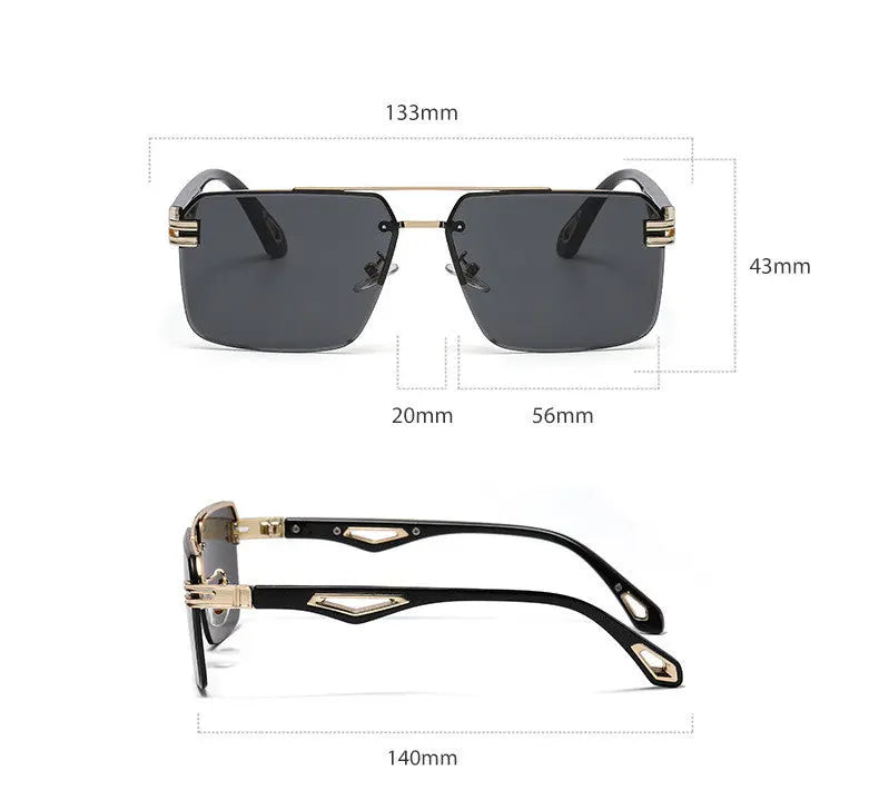 Rimless Cut Edge Fashion Double Beam Sunglasses - WAlMYe #
