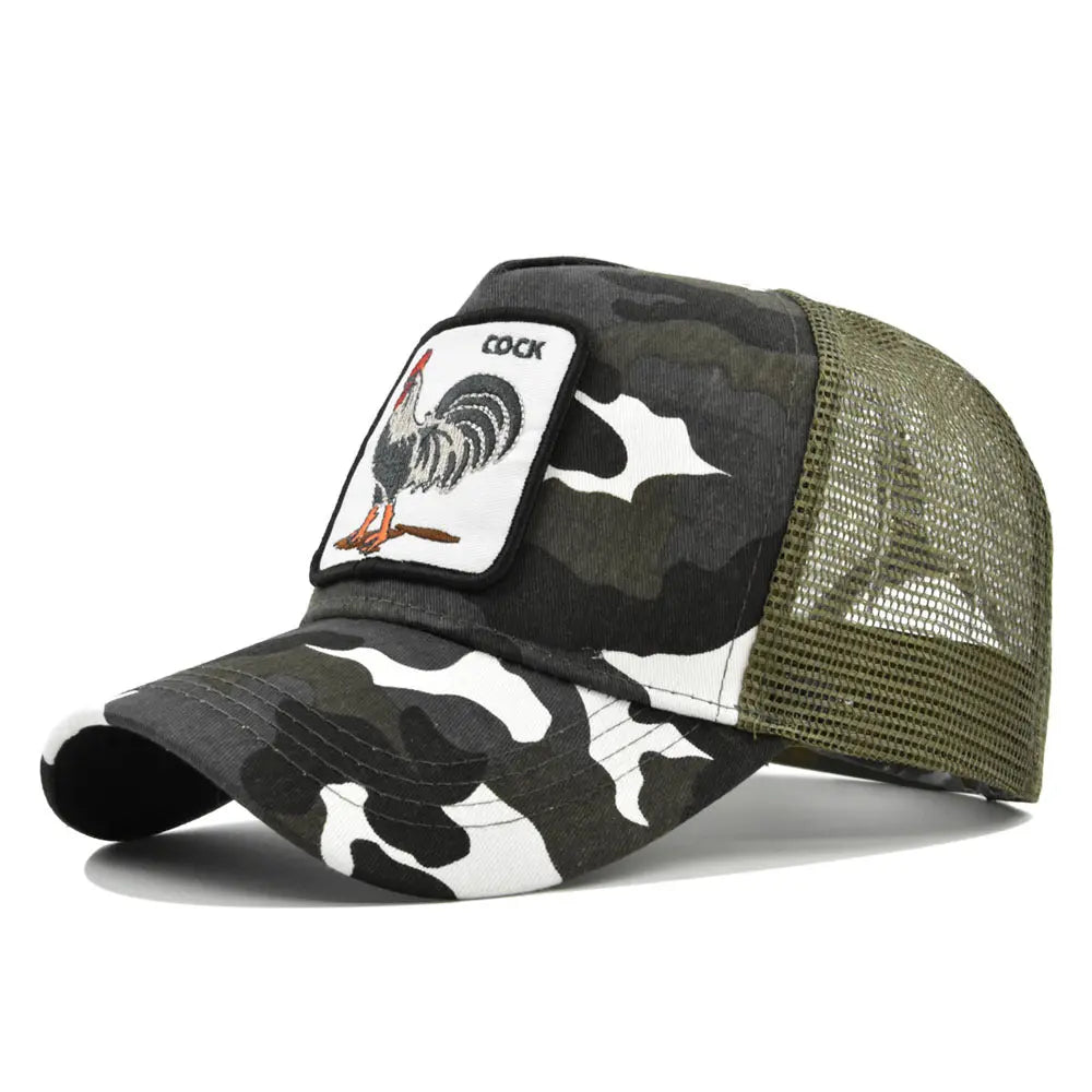 Rooster Animal Embroidered Baseball Mesh Hat - WAlMYe #