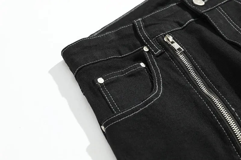 Scimitar Side Zipper Loose Fashion Jeans - WAlMYe #