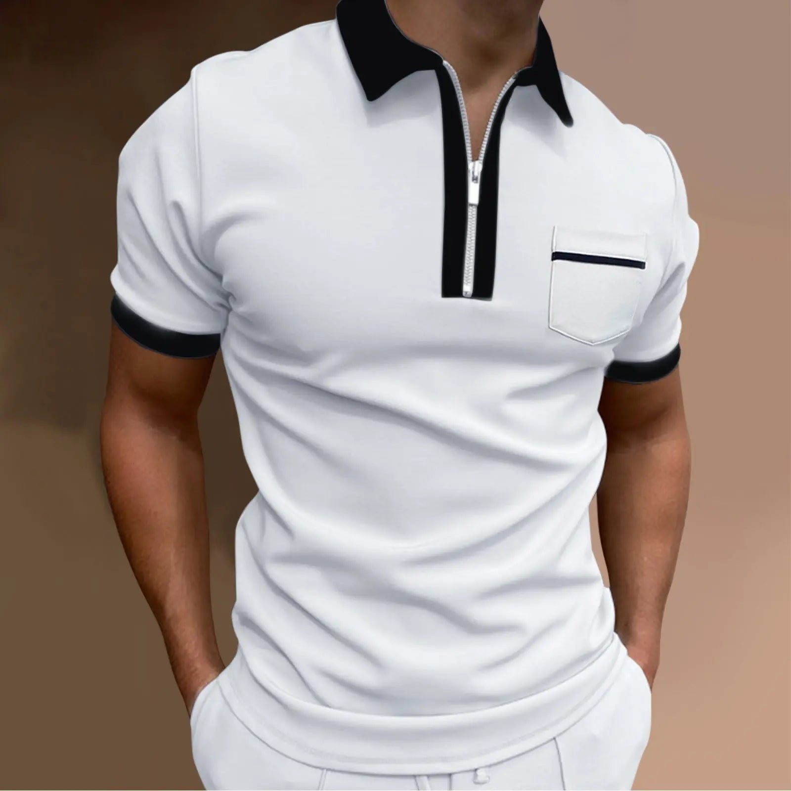 Short Sleeve Lapel Casual Solid Color Suit - WAlMYe #