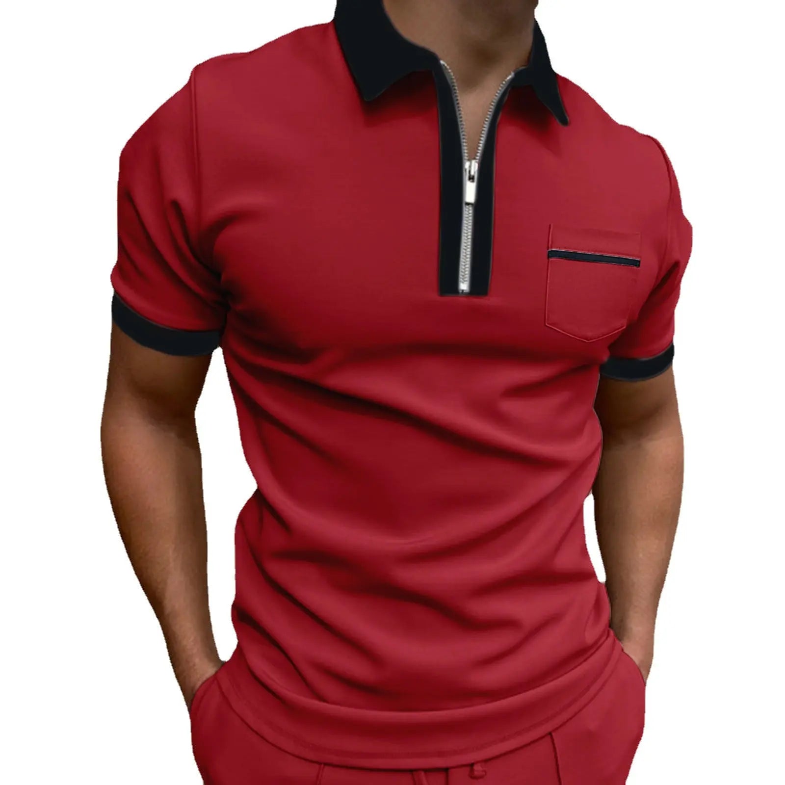 Short Sleeve Lapel Casual Solid Color Suit - WAlMYe #