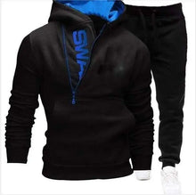 Load image into Gallery viewer, Side zipper contrast color hooded men&#39;s sweater suit - WAlMYe #
