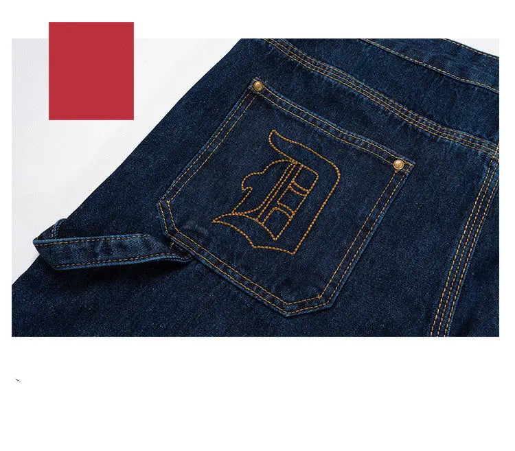 Slim Pants Unisex Unisex Topstitched Embroidered Jeans - WAlMYe #