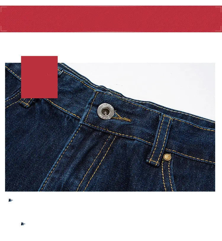 Slim Pants Unisex Unisex Topstitched Embroidered Jeans - WAlMYe #