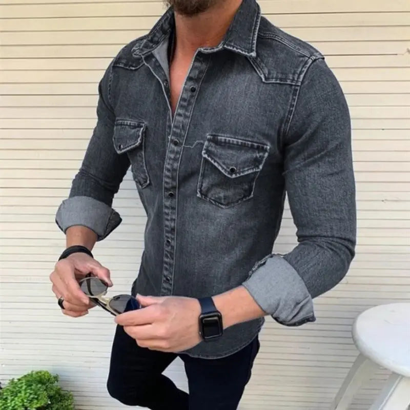Slim-fit jacket denim fabric men's jacket - WAlMYe #