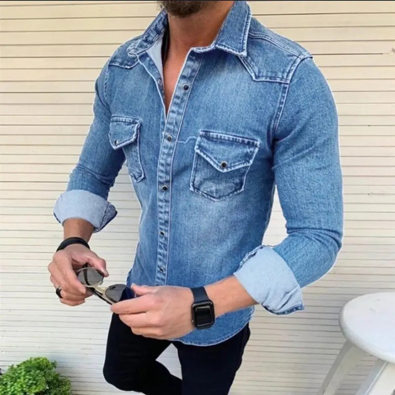 Slim-fit jacket denim fabric men's jacket - WAlMYe #