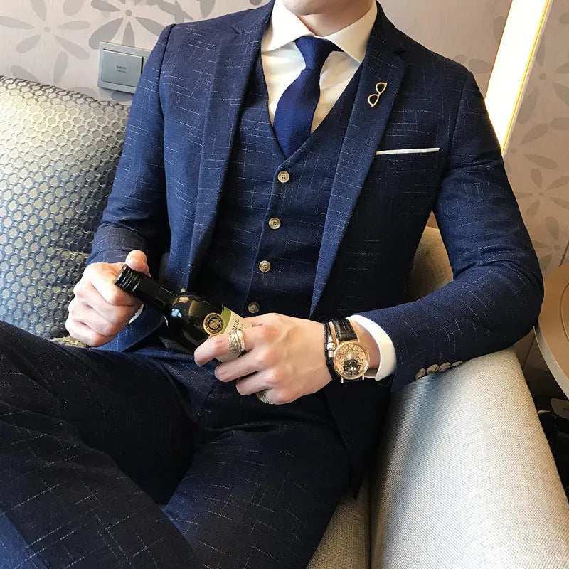 Slim men's single button three-piece suit - WAlMYe #