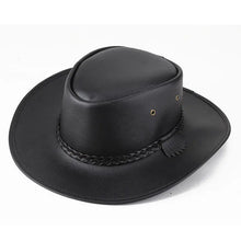 Load image into Gallery viewer, Solid Colour Leather Cord Large Brimmed Sun Visor Cowboy Hat - WAlMYe #
