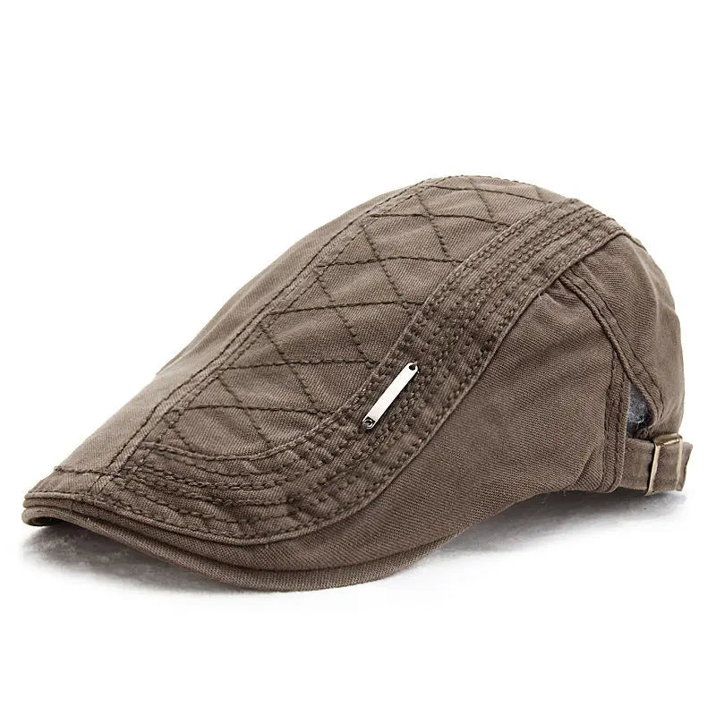 Solid color grid cap retro sun shade beret - WAlMYe #