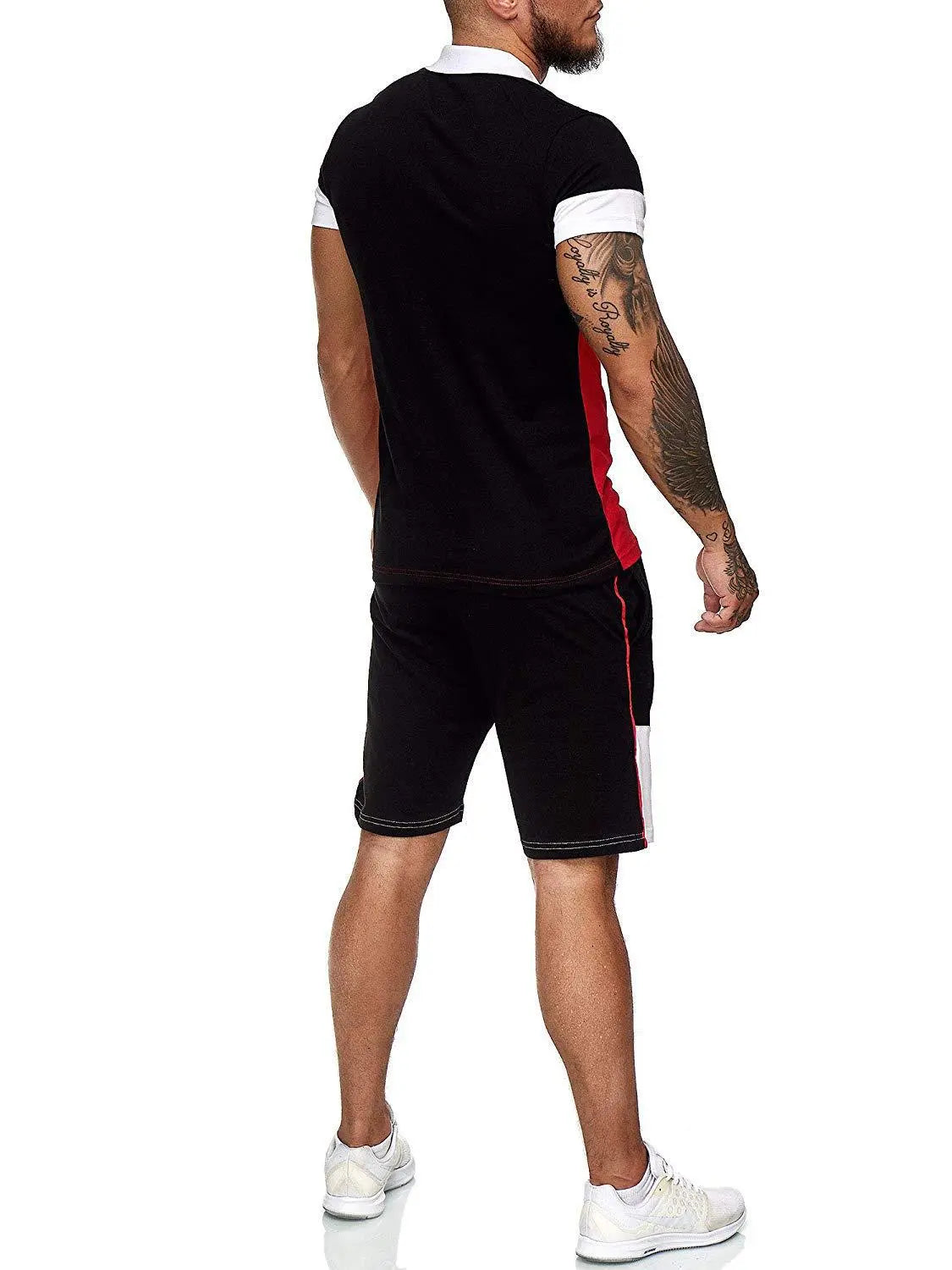 Sports Suit Men's Color Matching Stitching Lapel POLO Shirt Casual Short Sleeved Suit - WAlMYe #