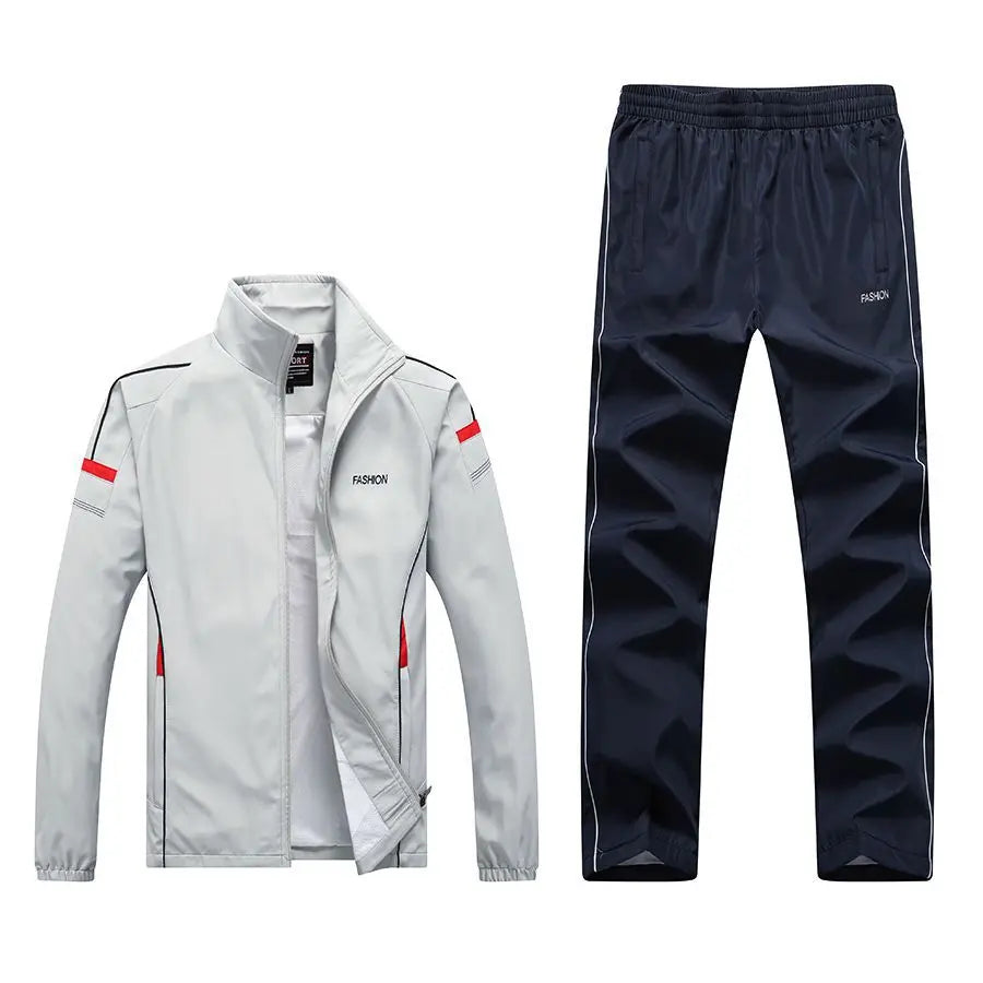 Spring And Autumn New Men'S Casual Sports Suit Middle-Aged And Elderly Running Sportswear Two-Piece Dad Outfit - WAlMYe #
