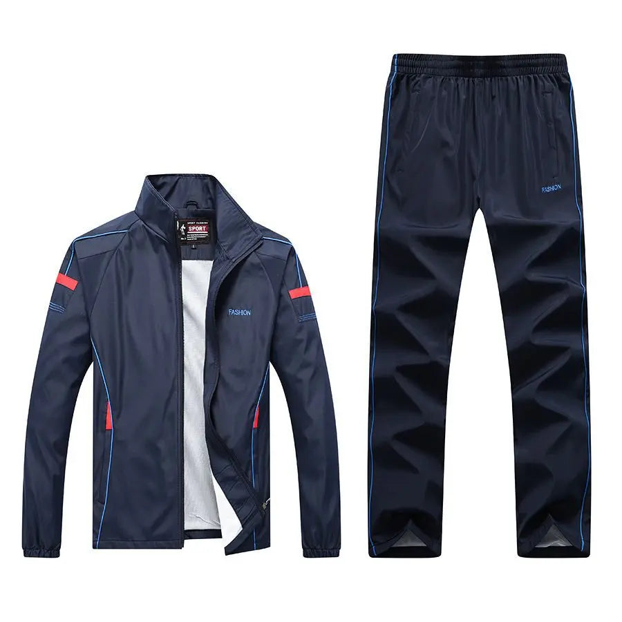 Spring And Autumn New Men'S Casual Sports Suit Middle-Aged And Elderly Running Sportswear Two-Piece Dad Outfit - WAlMYe #