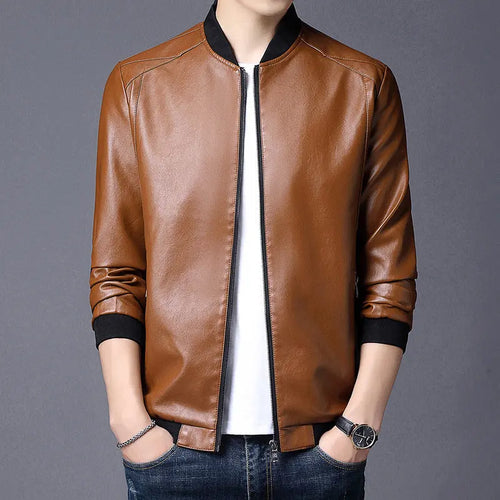 Stand-Up Collar Casual  Leather - WAlMYe #