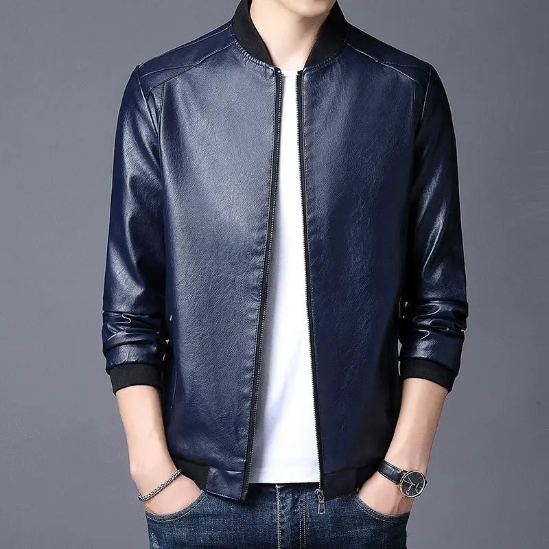 Stand-Up Collar Casual  Leather - WAlMYe #