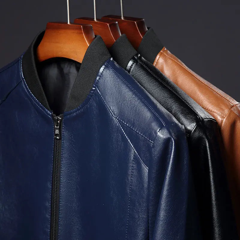 Stand-Up Collar Casual  Leather - WAlMYe #