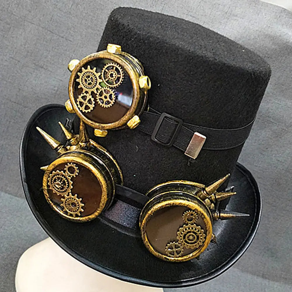 Steampunk Topper Vintage Lolita Goggles Combination Gentlemen's Hat - WAlMYe #