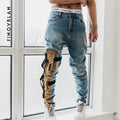 Men's Stitching Jeans – Bottom-Zipper Distressed Denim | WALMYE